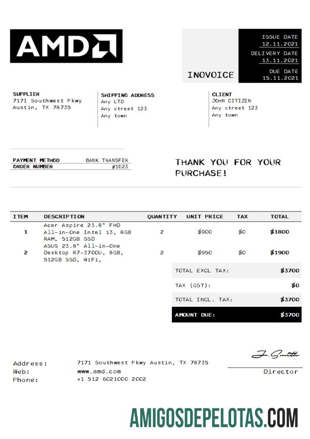 Fatura AMD dos EUA baixar para verificação